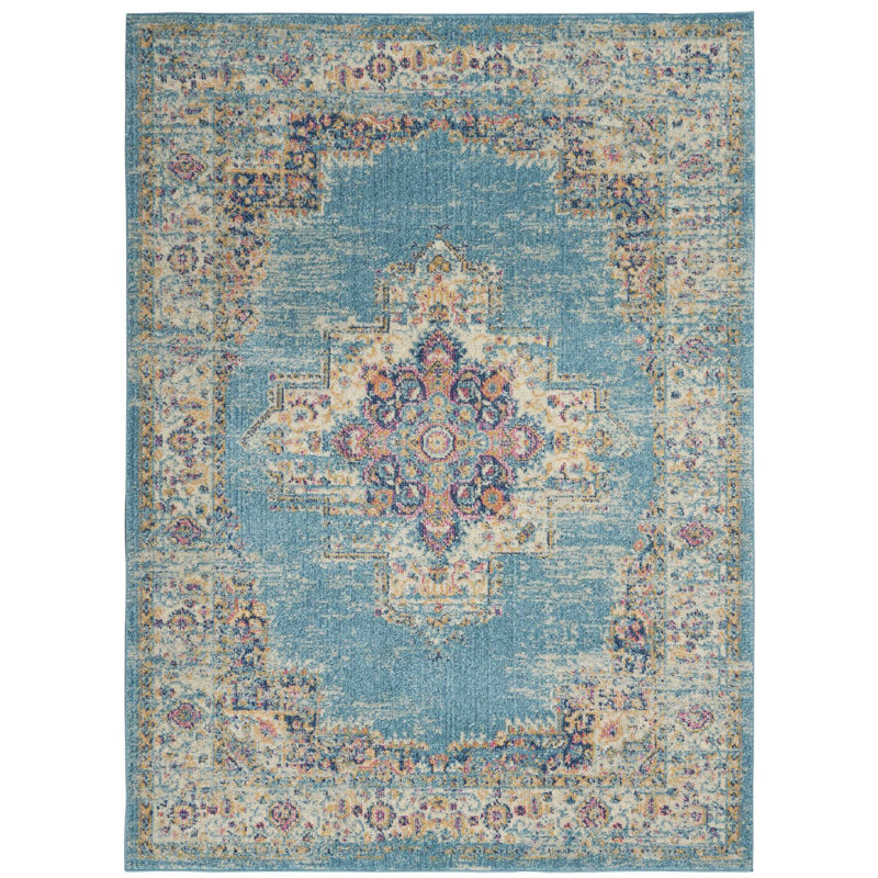 Bungalow Rose Bradburn Light Blue Oriental Area Rug & Reviews Wayfair